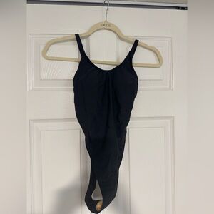Black One-Piece Thong Swimsuit